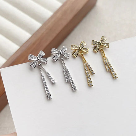 SC Hot Sale Trendy Butterfly Tassel Earrings Fashion S925 Sterling Silver Earrings Korean Bow Stud Earrings for Teen Girls