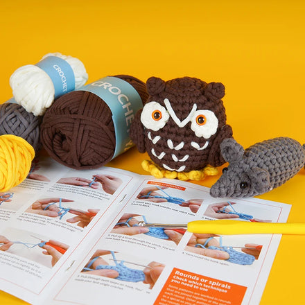 Bohe DIY Crochet Animal Kit for Beginners Owl and Mouse With Video Tutorial Cotton Knitting Yarn Thread DIY Craft