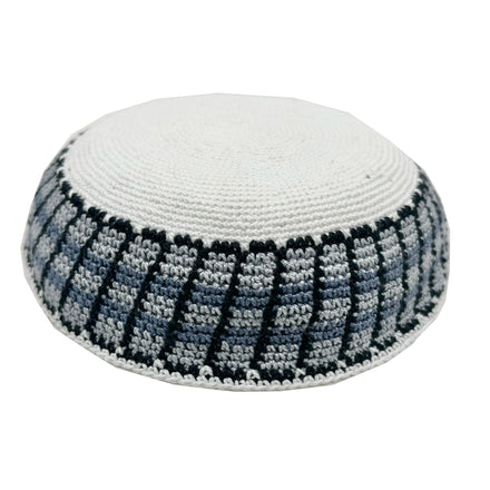 DMC Cotton Black Trim Crochet Kippah Hat for Men Boys & Kids-Stylish Image Design Kipa Hat Dmc Kippah