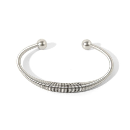 Stainless Steel 18K Gold Plated Zircon Tarnish Free Jewelry Geometric Classic Spring Adjustable Open Cuff Bangles for Women