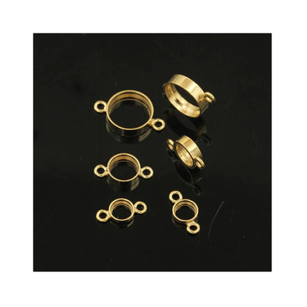 GP Bezel Connector Charm Drop 14K Gold Filled Round Bezel Cup Post Earring for DIY Permanent Jewelry Making Earrings Wholesale