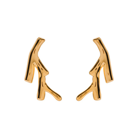 SC Hot Selling Designer Gold Plated Earrings Long Lasting Stainless Steel Earrings Refreshing Coral Shaped Chunky Earrings