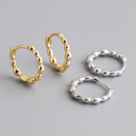 Fashion 925 Sterling Silver Polka Dot Circle Gold Plated Hoop Earring Jewelry for Women