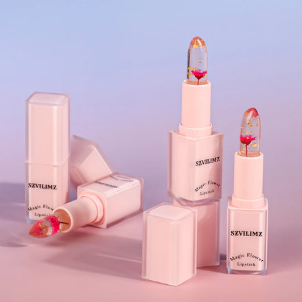 Clear Transparent Hydrating Flower Lipstick Color Changing Lipstick OEM Private Label Flower Jelly Lipstick
