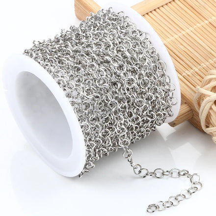 Stainless Steel Chain for Women Men Round Special Waterproof Non Allergic Link Rope Chains for Necklace Jewelry Making