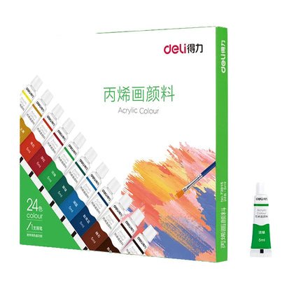 Deli 73915 24-color Acrylic Paint Set 5ML Student Art Painting Graffiti Watercolor Shoes Surface Painting 36pcs Per Carton Set