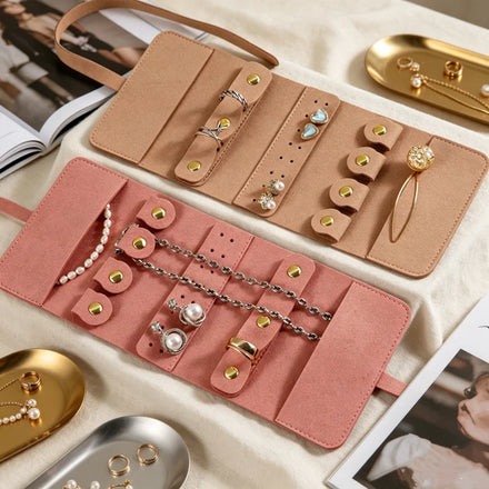 Hot Sale Multifunctional Portable Foldable Microfiber Velvet Travel Jewelry Storage Roll for Home or Travel with Tie Rope