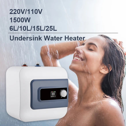 Small Under Sink Storage Hot Water Heater 6/10/15/25L Plastic Electric for Kitchen Outdoor & Hotel Use