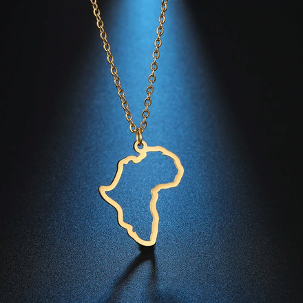 Africa Map Pendant Necklace for Women Men Stainless Steel Necklace Choker Classic Ethnic African Jewelry Accessories Gift