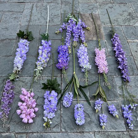 17 Styles Good Quality Purple Delphinium Artificial Flower for Wedding Decor