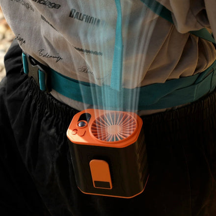 6000mAh Portable Waist Fan USB Charging 3 Speeds Clip Fan for Outdoor Camping Hiking Climbing Sports With Flashlight Power Bank