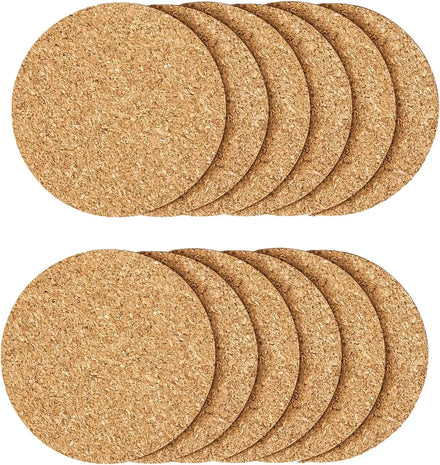 Cork Round Edge Coasters Extra Thick Wooden Drink Coaster 4 Inch Diameter Reusable Cork Coasters With Lip for Drink