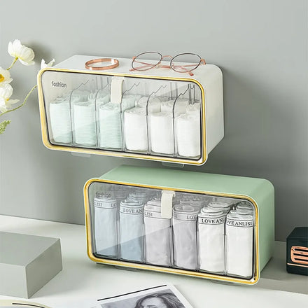 Divider Storage Bins for Underwear No Punch Wall Mount Removable Partition Ties Socks Underwear Storage Box with Lid