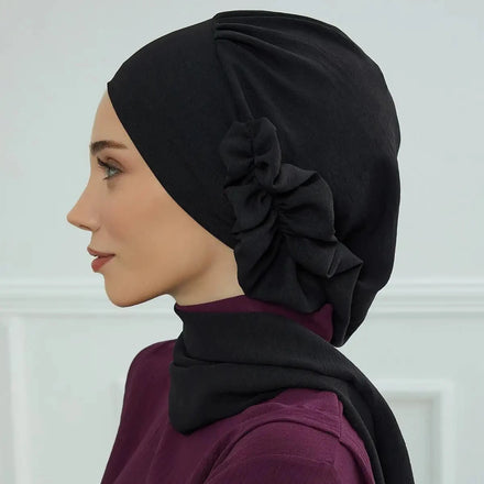 STOCK 2024 Trendy Muslim Scarf Hijabs Islamic Malaysian Arab Women Head Wraps Instant Scarf Hijabs With Flower Side Frilled