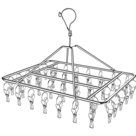 40 Clips Square Stainless Steel Sock Hanger Windproof Clothes Underwear Sock Drying Rack