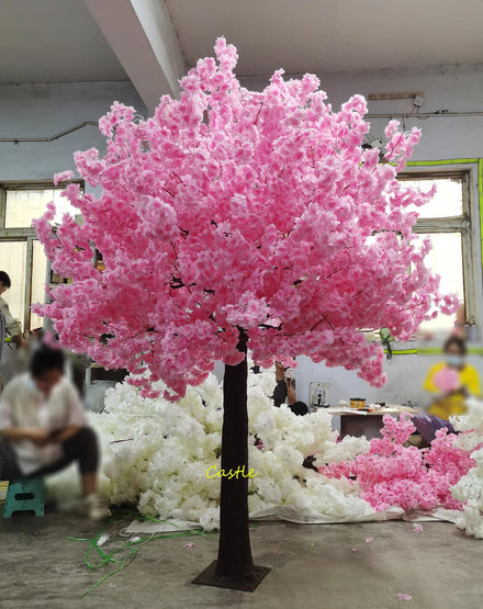 JCF098 Indoor Outdoor Decoration Blue White Silk Flowers Cherry Blossom Trees for Wedding Decor