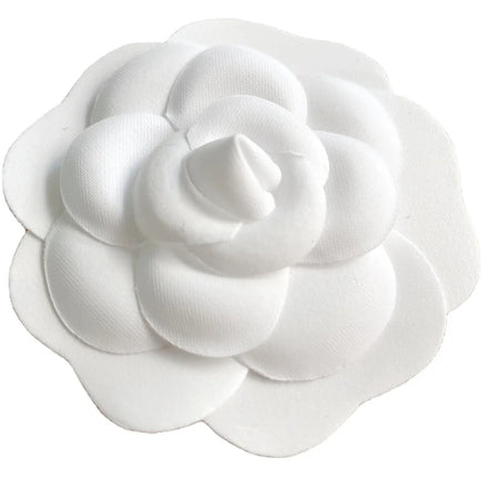 Wholesale White 7.5cm Handmade Cloth Flower Camellia Shoe Decoration Artificial Flower Gift Box Package Decoration
