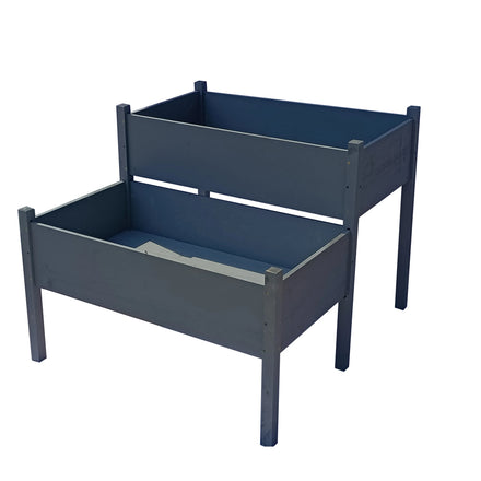 XWP030 Modern Wood Raised Garden Bed Planter 86cm*86cm*50/72cm Grey Color for Outdoor Backyard Home All Season Vegetable Flower