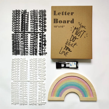 2025 Best Selling Products Rainbow Felt Letter Changeable Message Board Rainbow Decor Wood Frame Felt Board