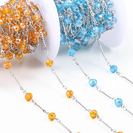 Handmade Crystal Chain for Women Men Necklace Bracelets Different Color Stainless Steel Chains for DIY Jewelry Making