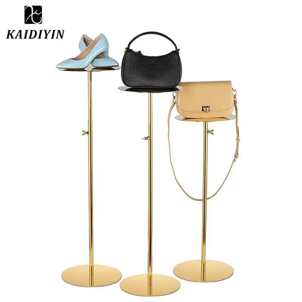 Adjustable Height Stainless Steel Display Rack for Shoes Bags & Purses-Hanging Handbag Store Bag Displays Stand