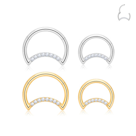 G23 Titanium Piercing CZ Moon Shape Colorful Earrings 16G Hinged Ear Cartilage Conch Tragus Septum Hoop Nose Ring Woman Jewelry