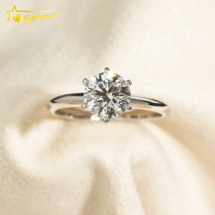 With GIA Certificate Women Jewelry 6 Claws Classic Round Brilliant Cut 1.03ct 14K White Gold Solid Lab Diamond Engagement Ring
