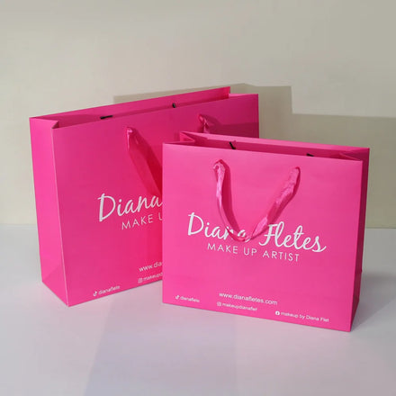 Wholesale Custom Printed Brand Logo Design Promotion Luxury Clothing Retail Gift Shopping Pink Paper Bag With Handle