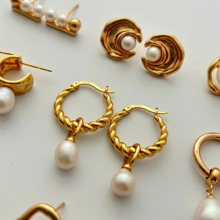 Wholesale Custom Post Vintage Geometric Trend Pearl Earrings for Women Jewelry