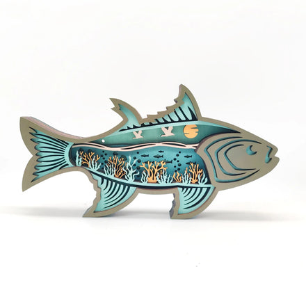 2024 New Carved Fish Starfish Scallops Marine Style Home Decor Wood Wall Decor Table Lamp Wooden Art Craft