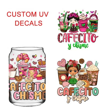 Factory Wholesale Luxury 3D Anti-Slip UV for Cartoon Cup Decal Custom 16oz Multi-Size Transfer Wraps Sticker Design