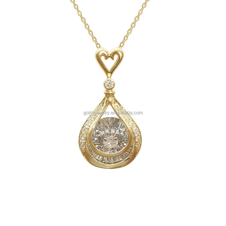 Necklace 18k Gold Lab Grown Dancing Diamond Pendant Gold Necklaces Pure Gold Jewelry for Women