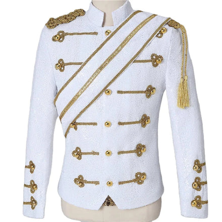 Performance Costume Tuxedo Blazer Mens Adult Sequins European Court Style Sequined Wedding Suit Jacket Stage Suit Plus Size 6XL
