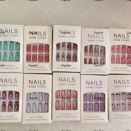 Press Nails Vendors Rhinestones Abs Acrylic Designed Packaging Box Custom Private Label Medium Press on Nails