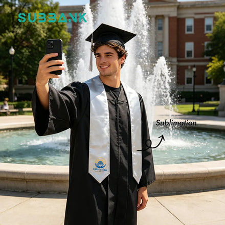 Subbank Wholesale Sublimation Blank Stole White Glossy Satin Polyester 60in and 72in Custom Logo Sublimation Graduation Shawl