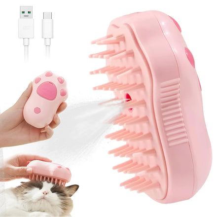 ZMaker New 3 In1 Cat Steamy Brush Self Cleaning Steam Cat Hair Brush Electric Cat Steam Brush