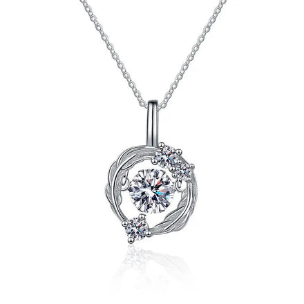 Heart Shaped S925 Sterling Silver Mosonite Necklace Light Luxury Feather D Colored Mulberry Diamond Necklace Wedding
