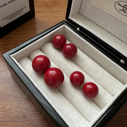 12MM 14MM 16MM 925 Sterling Silver Red Synthetic Pearl Ball Stud Earrings for Women Fine Jewelry Wholesale