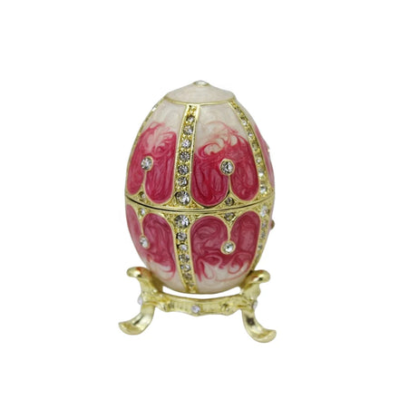 SHINNYGIFTS Russian Style Easter Metal Egg Trinket Box Hand-Enamelled Jewelry Gift Box for Weddings and Special Occasions