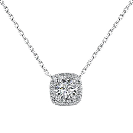 Dylam S925 Sterling Silver Diamond Square Necklace Niche High-End Personalized Cubic Zirconia Chain Necklaces for Women