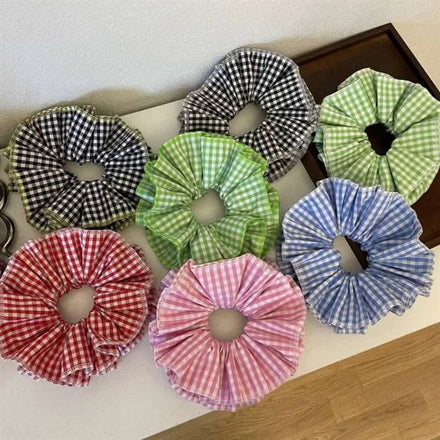 Hot Sale Four-layer Scrunchies for Women Luxury Hold Hair Plaid Pattern Women Hair Ties