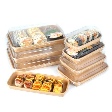 Factory Wholesale Fast Food Grade Synthetic Paper Box Custom Fruit Salad Container Sushi Box Matt Lamination Embossing