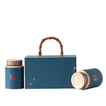 Custom Printing Logo Luxury Rigid Gift Grey Board Box With Tin Can Tea Paper Box for Gift Packaging