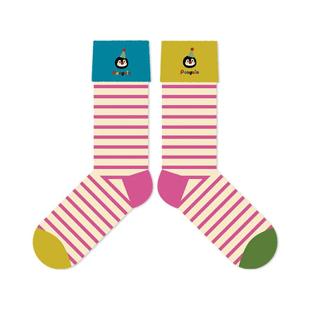 Women's Quick Dry Breathable Cotton/Bamboo Knitted Sporty Penguin Crew Socks Cute Happy Animal Pattern Perfect Gift for Ladies