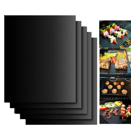 Set of 5 Heat Resistant Non-Stick Fiberglass BBQ Grill Mats Outdoor Friendly Non-Stick BBQ Accessories