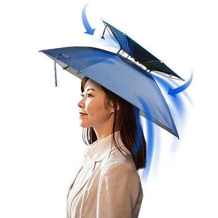 Blueprint Double Layer Air Vented Blue Sun Rain Head Fishing Umbrella Hat for Adult UV with Cover