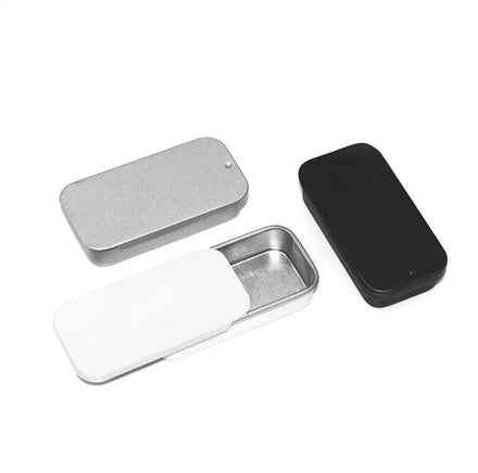 Custom Mini Rectangle Tinplate Storage Case Empty Cosmetic Storage Box Sliding Lids White Solid Perfume Lip Balm Custom Colors