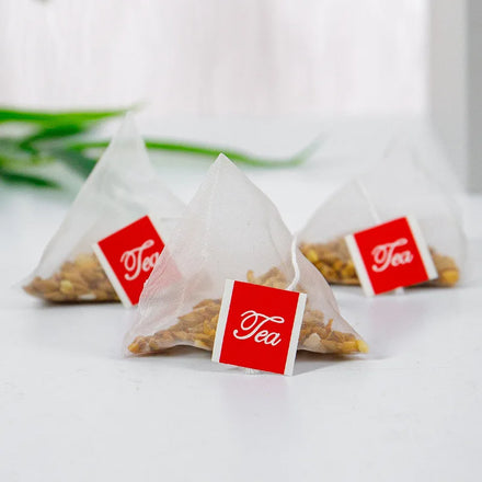 Pyramid Nylon Triangle Tea Bag With String Custom logo Label Printing Heat Seal Tea Bags Packaging