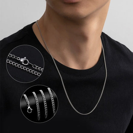 60cm 316L Stainless Steel Link Chain Gold Plated Unisex Hip Hop Style Twist Rope Necklace