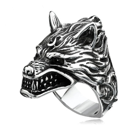 YK New Style Hot Selling Fashion Personalized Design Retro Wolf Head Stainless Steel Ring Custom Wholesale